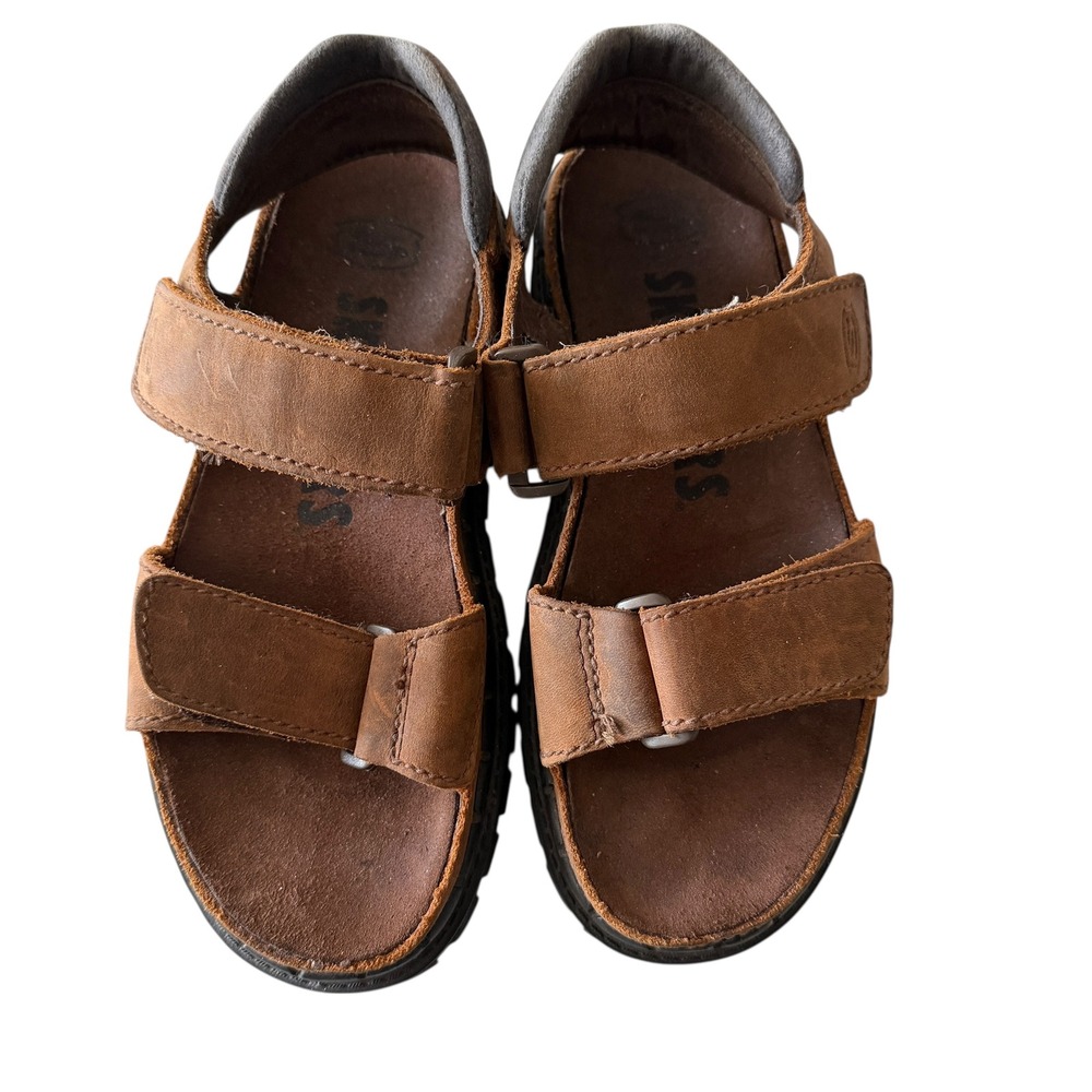 VTG Y2K Skechers Women's Chunky Leather Platforms Sandals Size 7 Brown Grunge - Picture 2 of 16